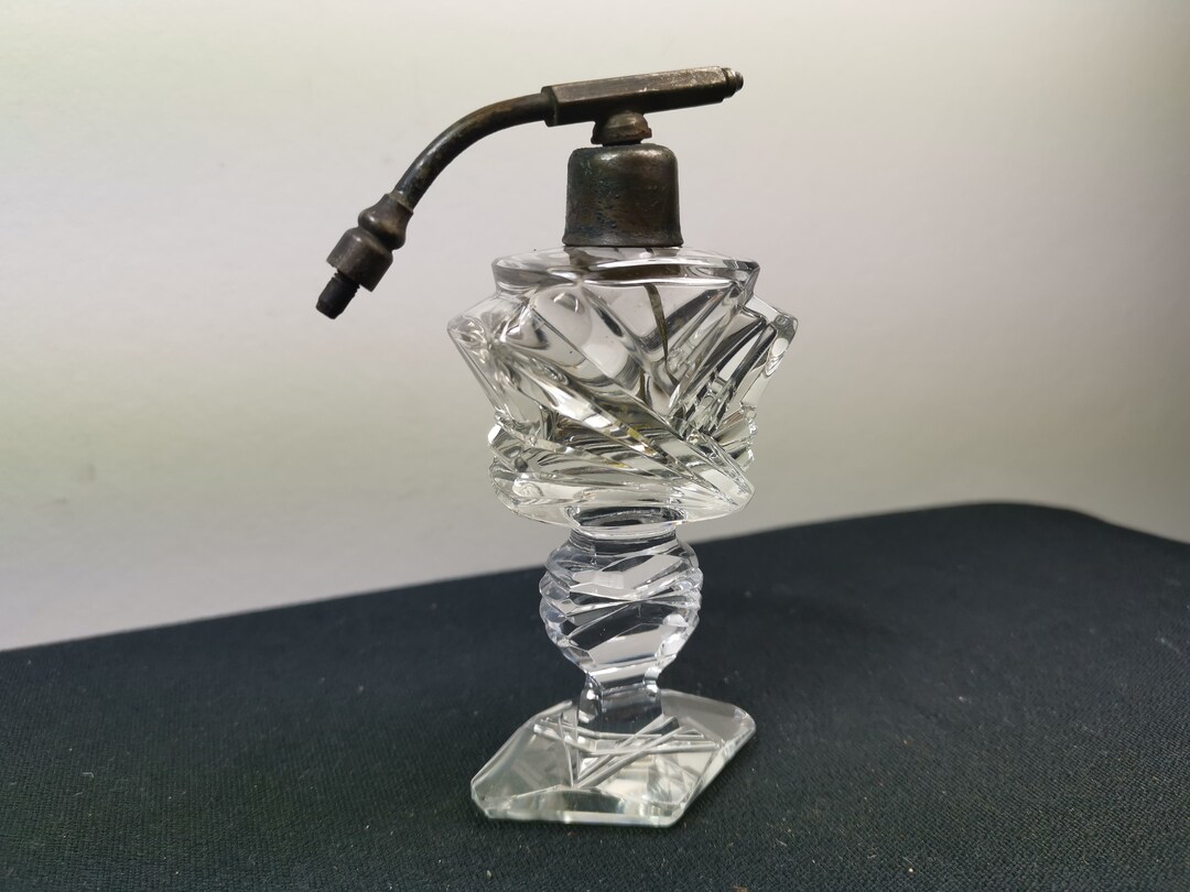 Antique Perfume Atomizer Bottle Spray Clear Cut Crystal Glass Etsy