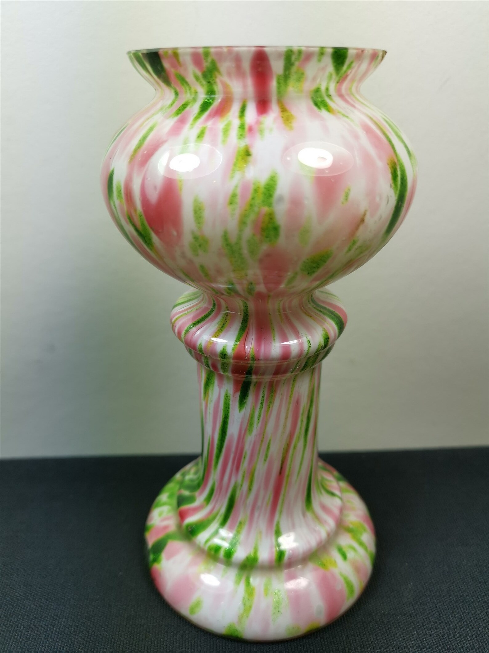 Antique Glass Flower Vase White Green and Pink Late 1800's Etsy