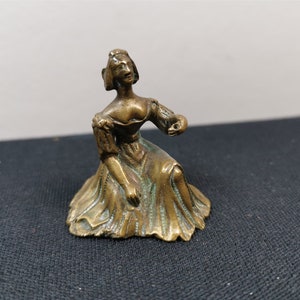 Antique Brass Miniature Lady Figurine Figure 1800's Victorian