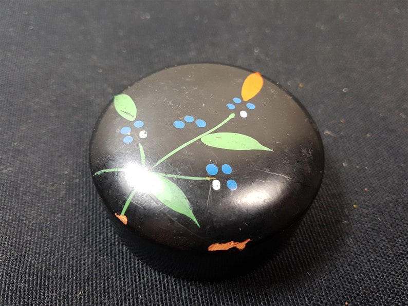 Antique Paperweight Hand Painted with Flowers Ceramic Pottery Victorian Late 1800/'s Original
