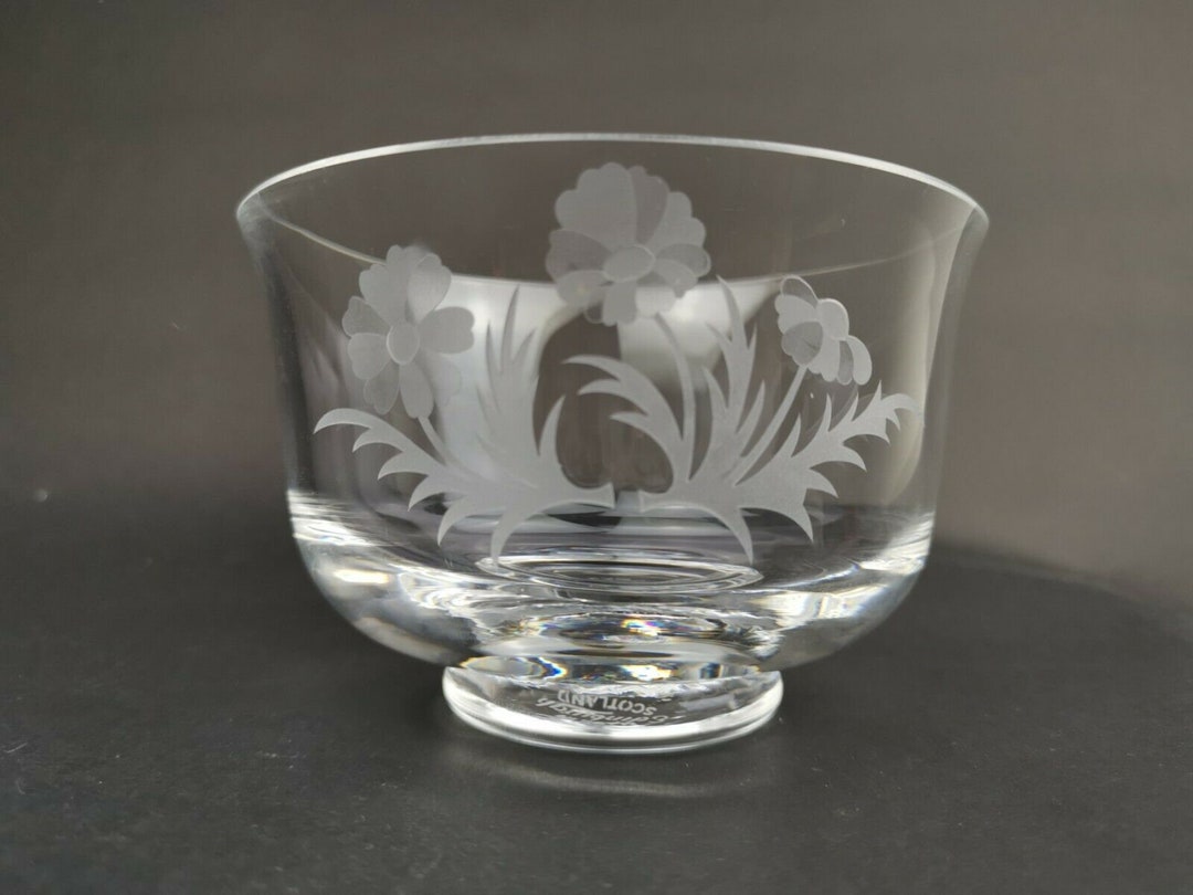 Vintage Edinburgh Crystal Glass Bowl With Etched Flowers Etsy