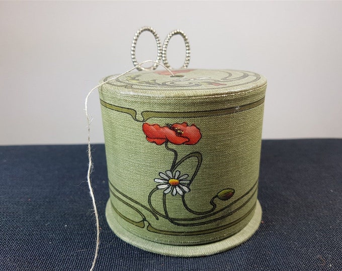 Antique String Holder Box and Scissors Set Arts and Crafts Etsy