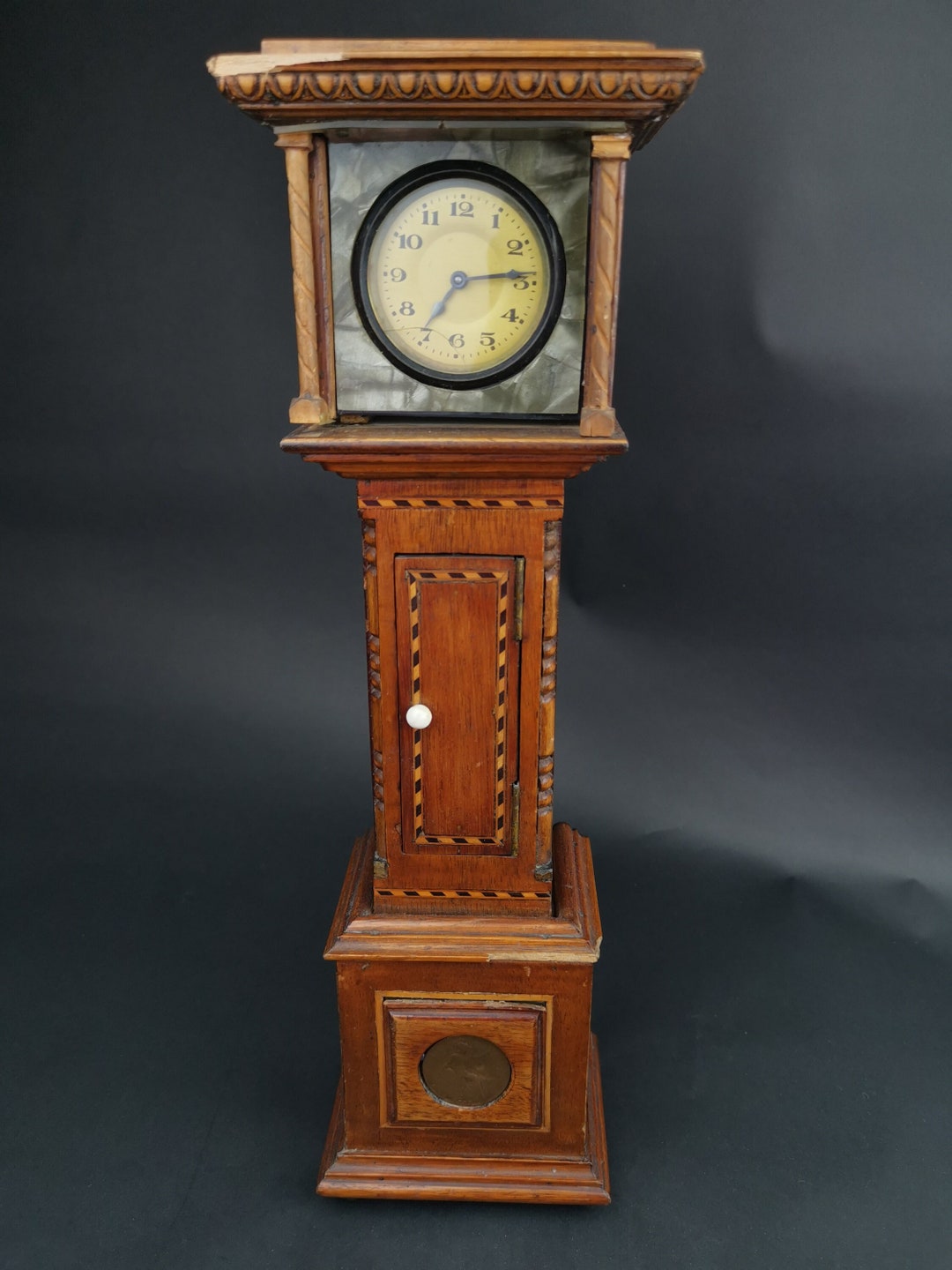 Vintage Miniature Grandfather Clock Hand Made With Inside Etsy