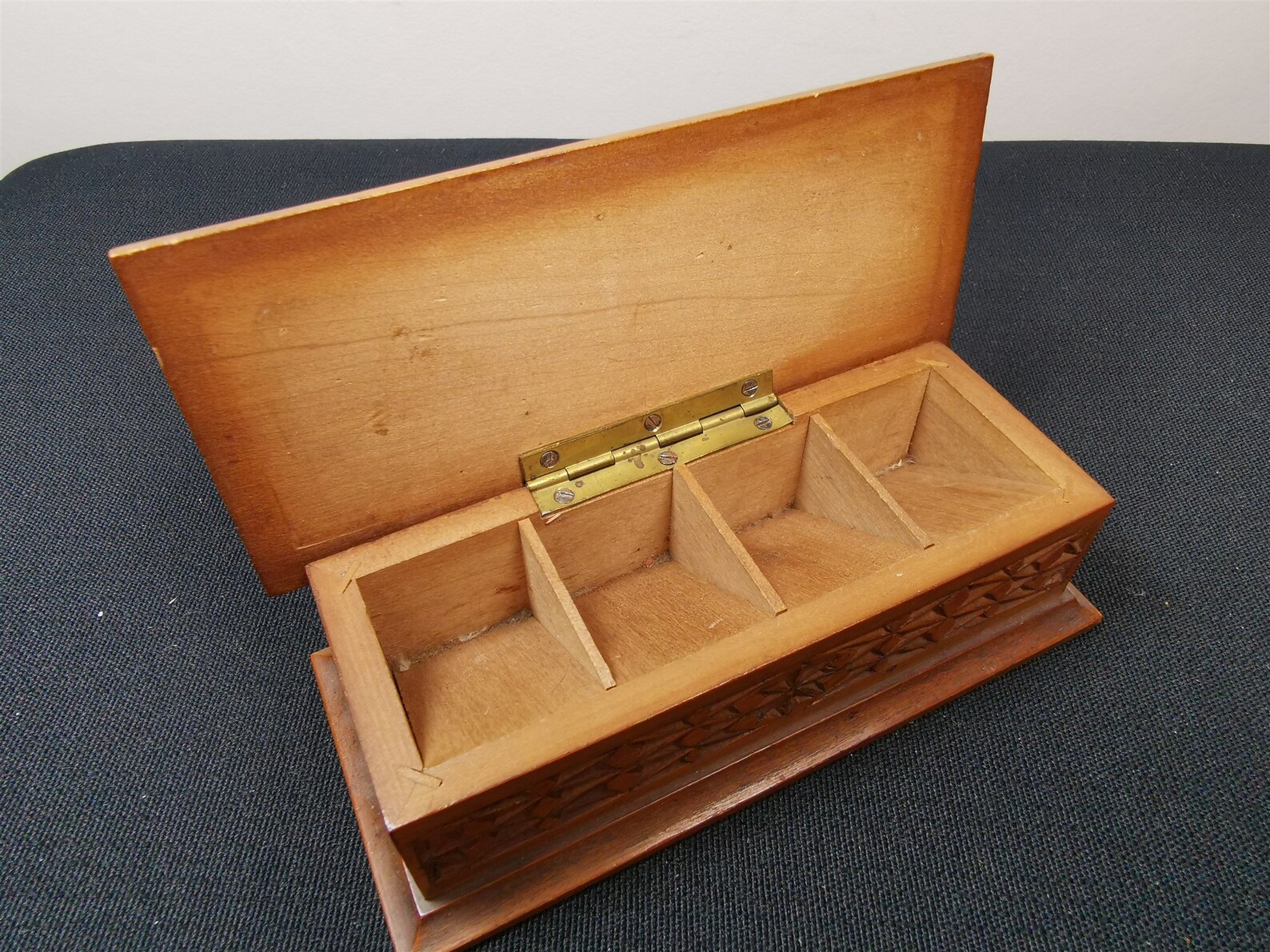 Antique Stamp Box Wooden Hand Carved Wood Victorian Late Etsy