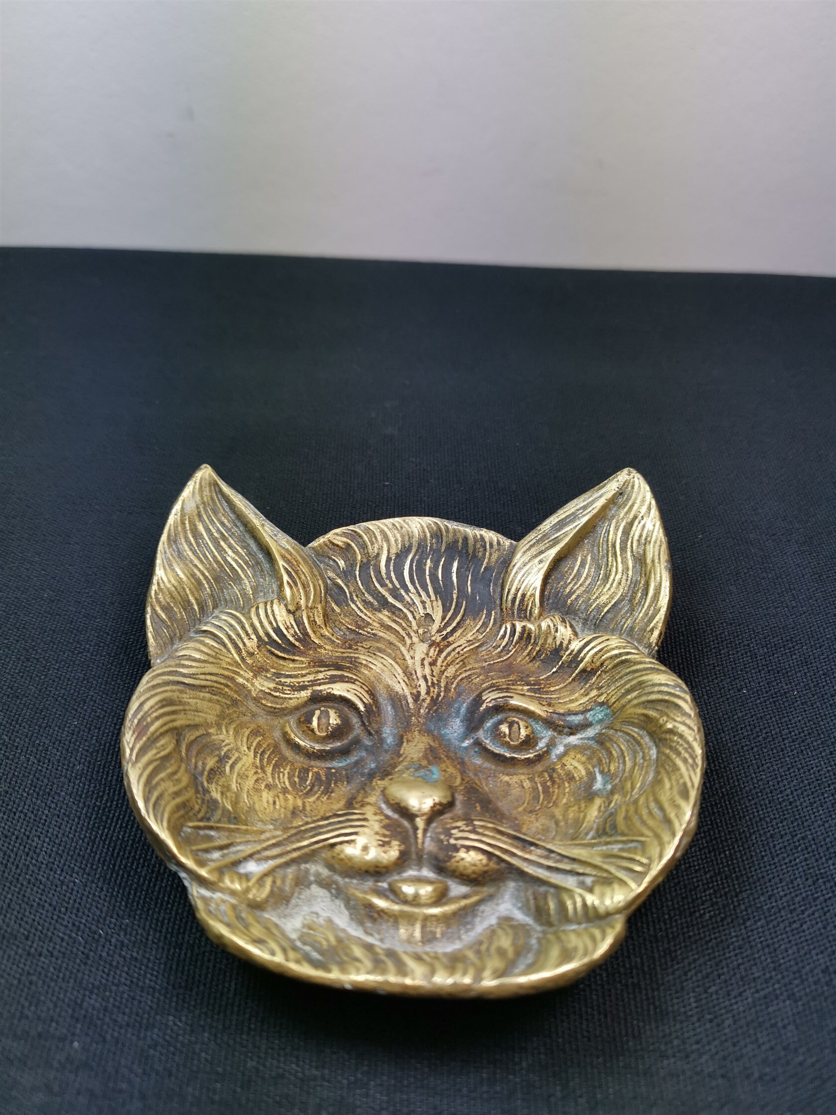 Antique Brass Cat Face Jewelry Dish or Pin Tray for Rings Etsy