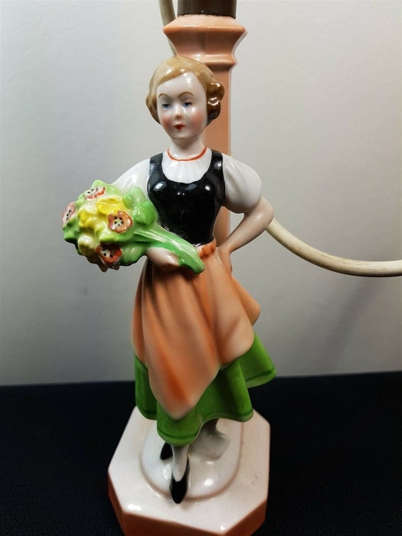 art deco figurine table lamps