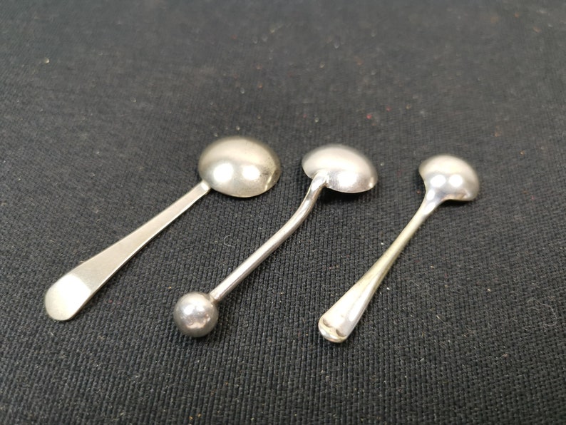 Antique Salt Cellar Spoons Set of 3 Silver Plated Etsy