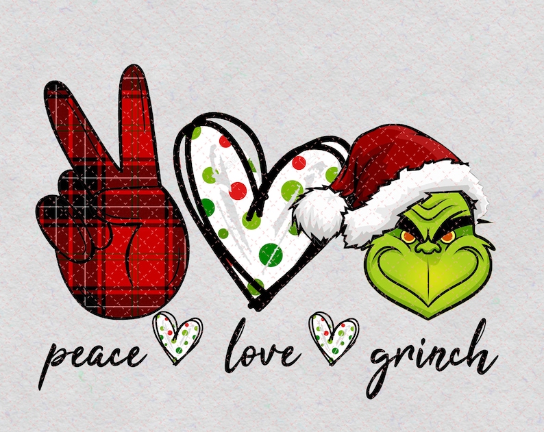 Download Peace Love Grinch PNG Grinch Peace Love Gift Christmas | Etsy