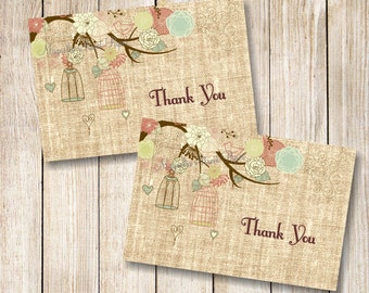 Burlap Favor Tags, Rustic Birdcage Favor Tags, Baby Shower Favor Tags, Printable Bird Favor Tags, Instant Digital Download