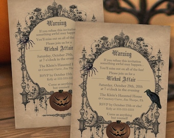 Halloween Invitation, Goth Halloween Party Invitation, Printable Spooky Halloween Party Invitation, Costume Party Invitation