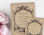 Goth Wedding Invitation, Halloween Wedding Invitations, Printable Vintage Wedding Invite, Vintage Blush Roses Wedding Invitation Il_170x135