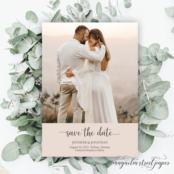 Save the Date With Picture, Minimalist Simple Wedding Announcement Invitation With Photo, Printable or Printed Il_570xn