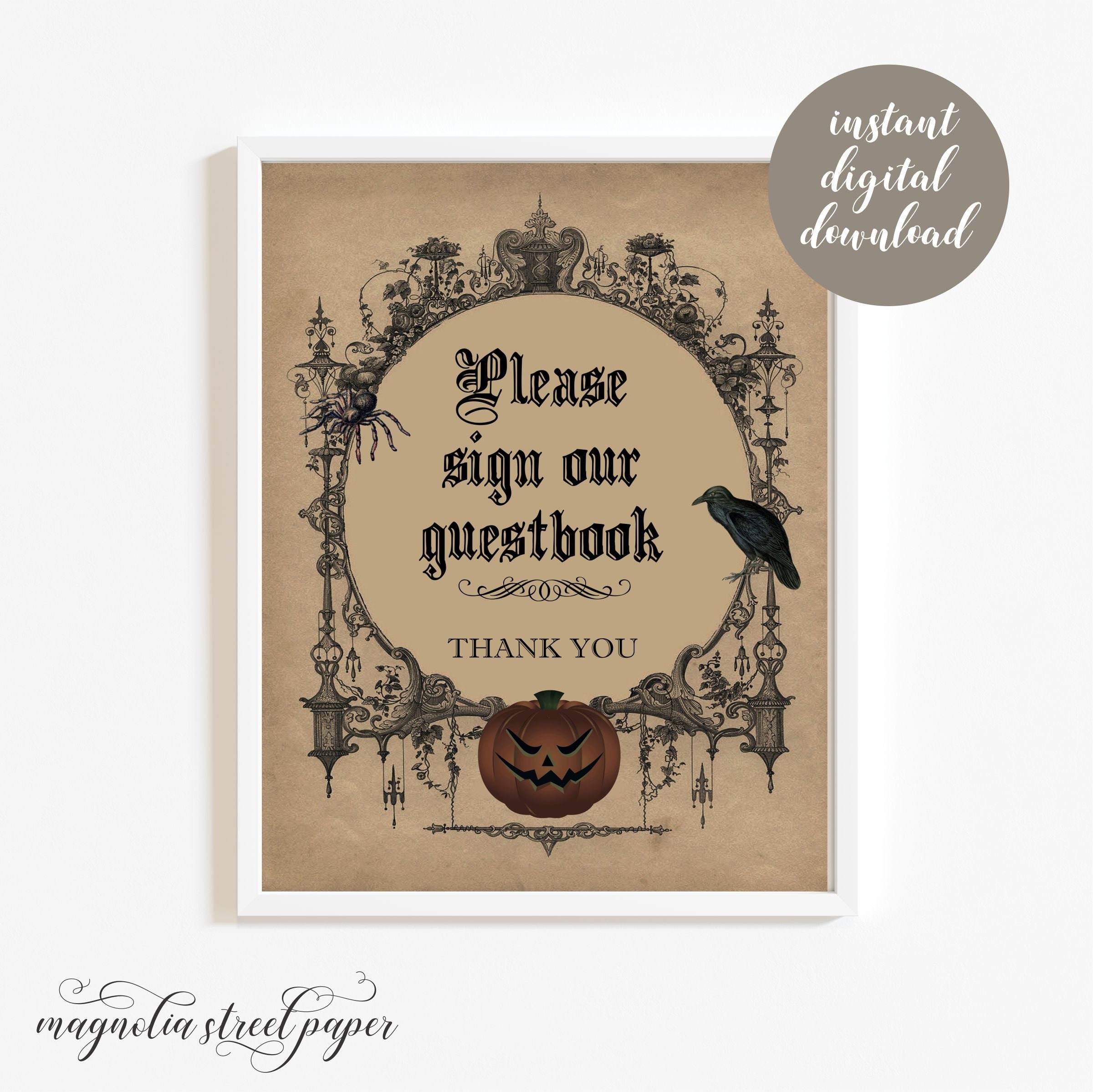 Please Sign Our Guestbook Printable Halloween Gothic Wedding 