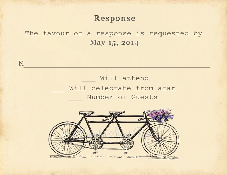 Tandem Bicycle Wedding Invitation Bicycle for Two Invite and Etsy