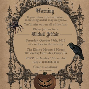 Halloween Invitation, Goth Halloween Party Invitation, Printable Spooky ...