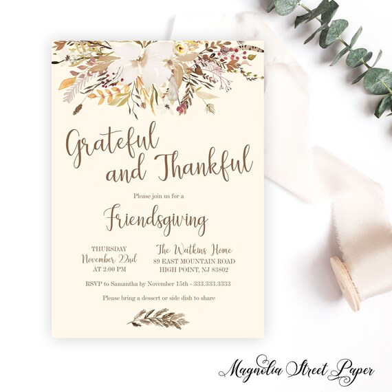 Friendsgiving Dinner Invitation Thanksgiving Party Invite Fall