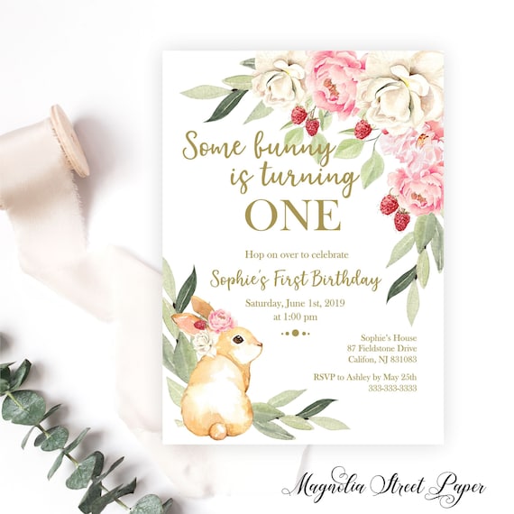 First Birthday Invitation Some Bunny Is Turning One Invitation 