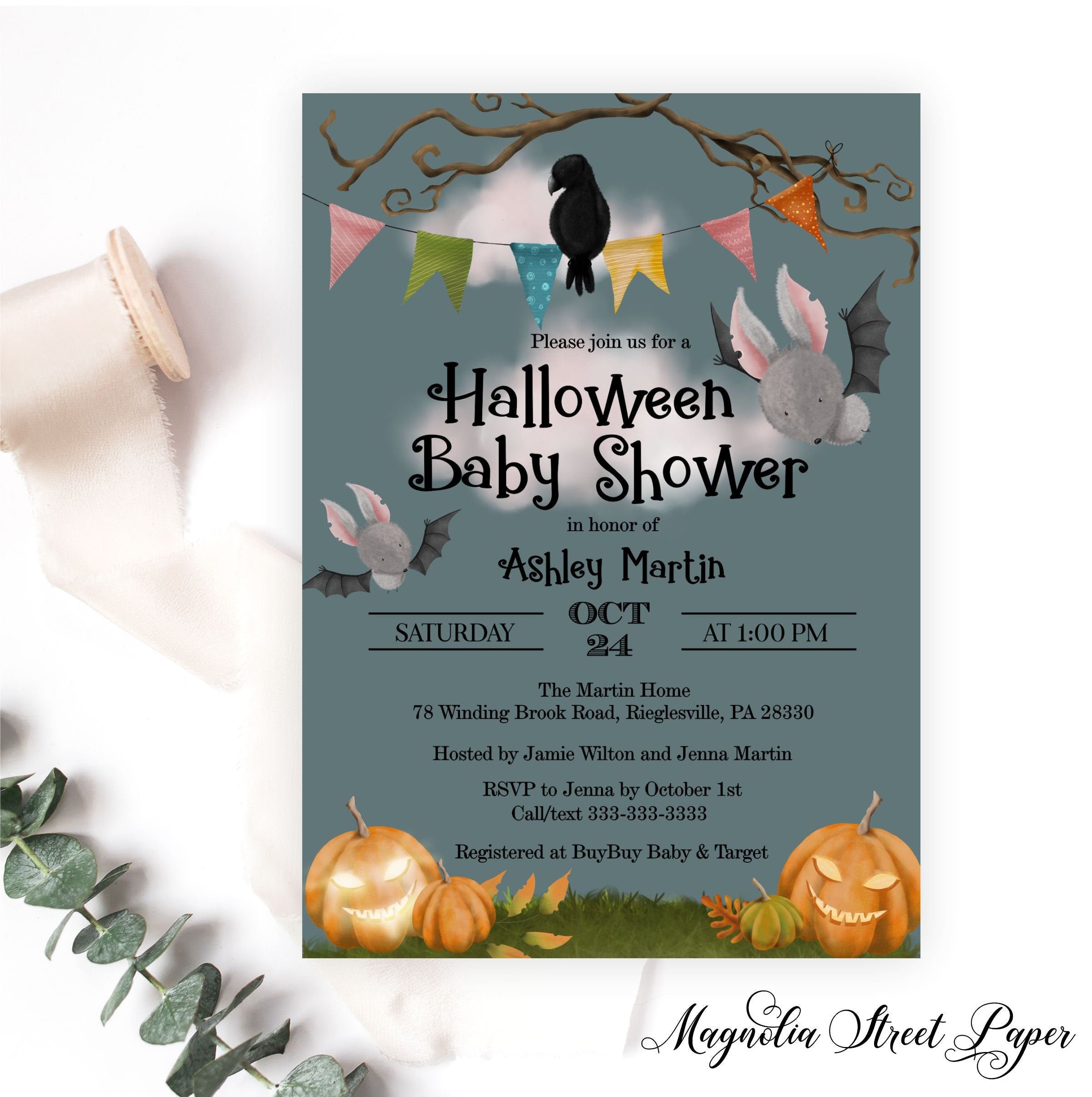 Halloween baby shower invitations online