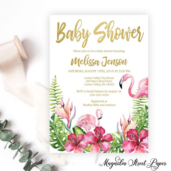 flamingo baby shower invitations