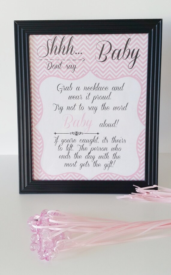 Baby Shower Game Don't Say Baby Game Pacifier Necklace Etsy