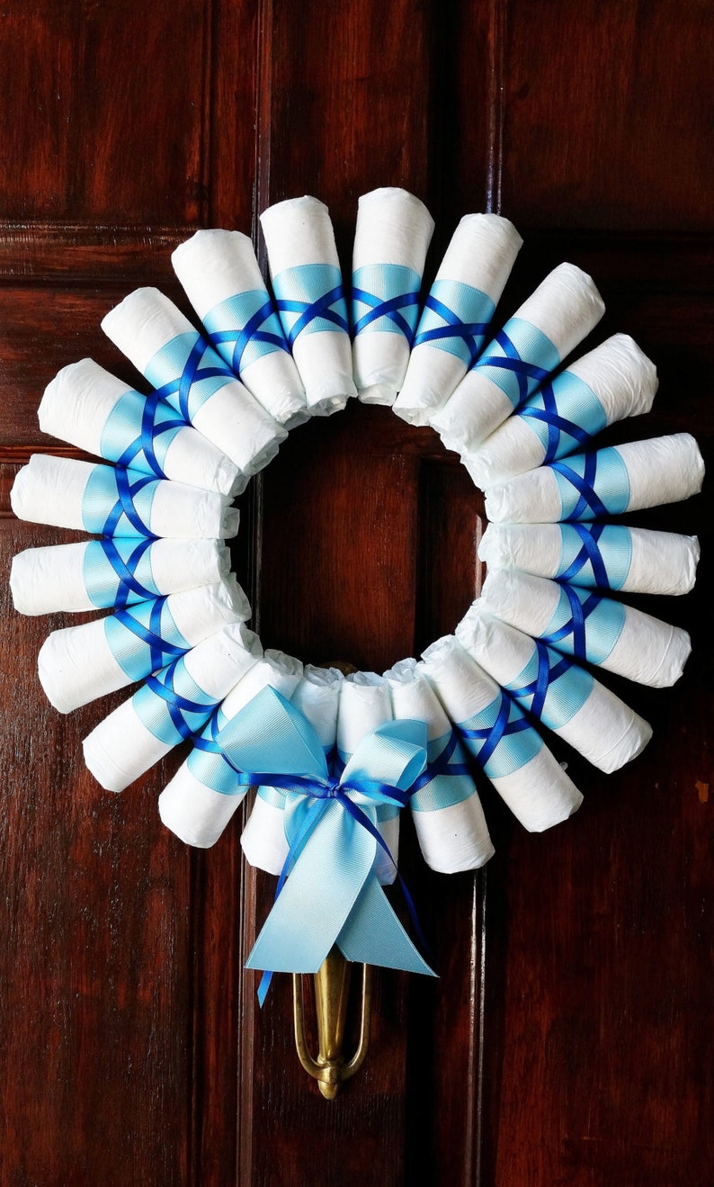 Baby Boy Diaper Wreath Shower Door Decor