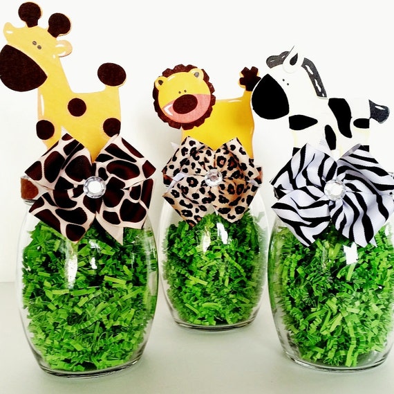 Safari Centerpieces Jungle Animal Table Decorations Mason Etsy