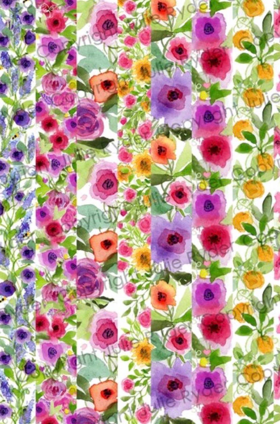 Watercolour Floral Washi Tape Strips (digital Download) - Etsy