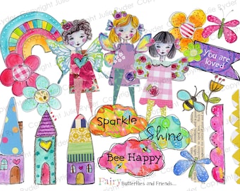 Printable Paper Dolls & Whimsical Ephemera for Art Journals, Fussy Cut Collage Kit, Mixed Media Junk Journal Supplies