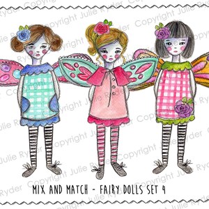 Mix und Match Fairy Doll Set 4 - druckbares Mix und Match Fairy Doll Set 4 - digitales Bild für Scrapbooking, Collage, Papierkunst, Art Journaling, Kartenherstellung