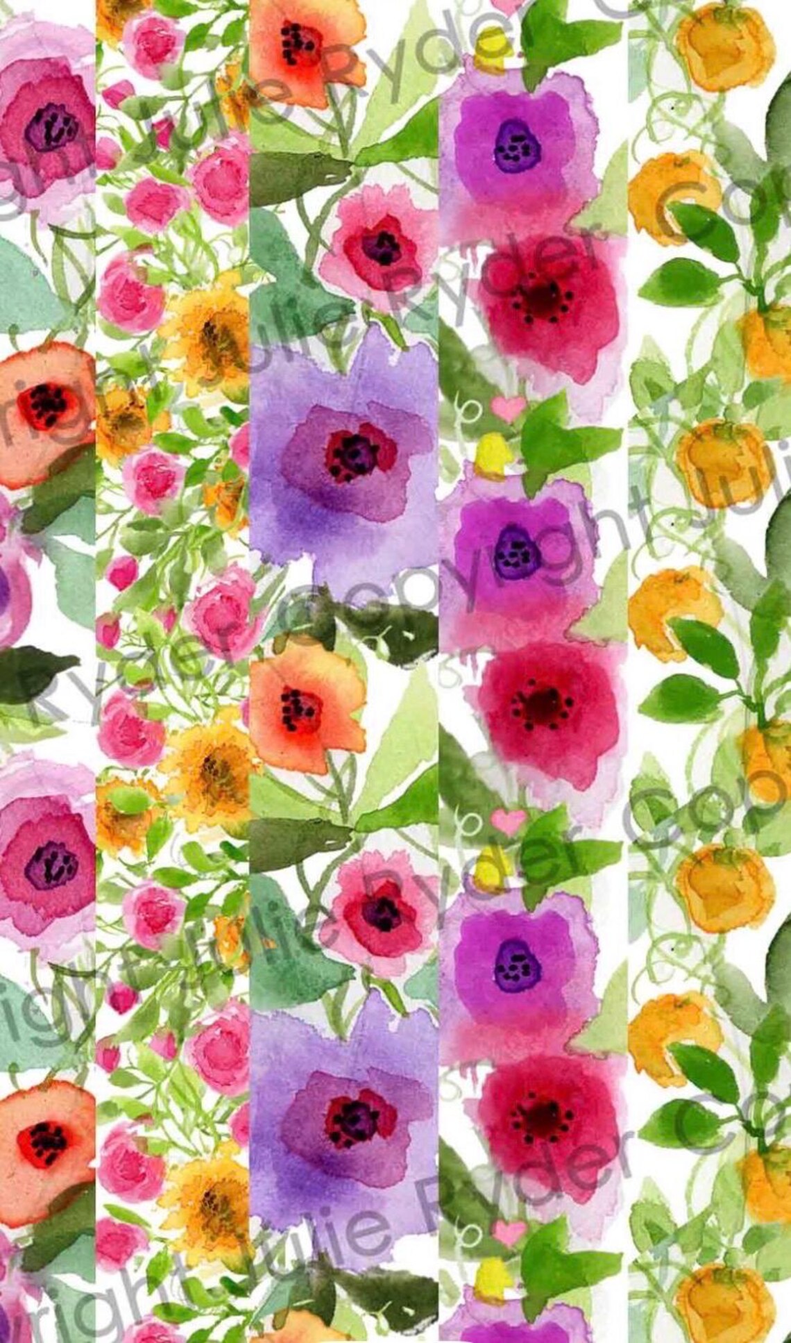 Watercolour Floral Washi Tape Strips (digital Download) - Etsy