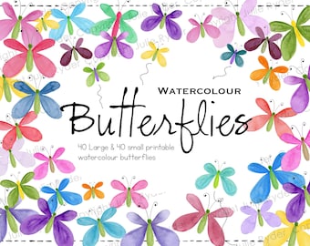 Clipart de mariposa en acuarela: pegatinas digitales pintadas a mano (solo para uso personal)