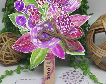 Gorgeous Hand Painted Paper Flower Bouquet BLOOM with note card Sticker and tissue wrap included