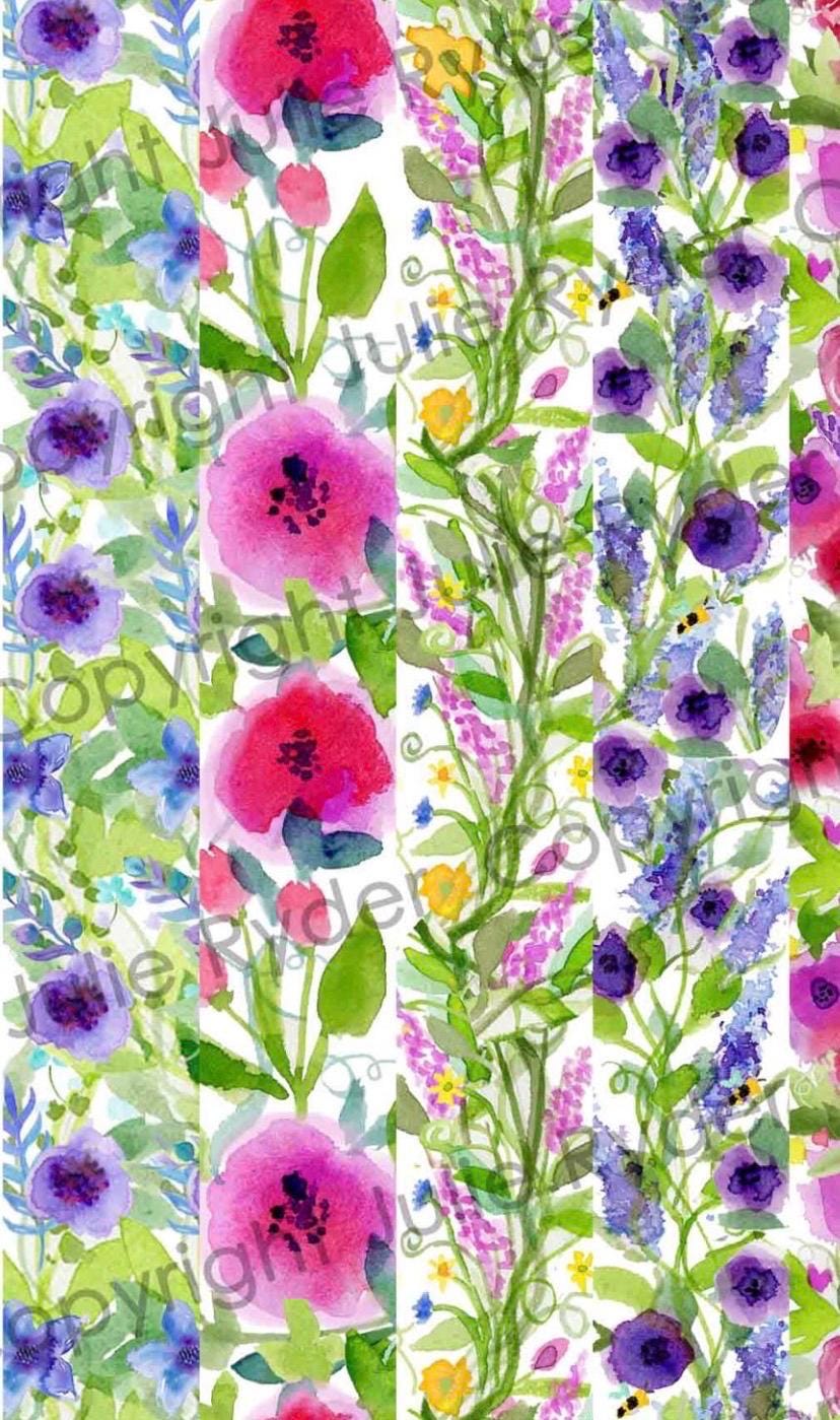 Watercolour Floral Washi Tape Strips (digital Download) - Etsy