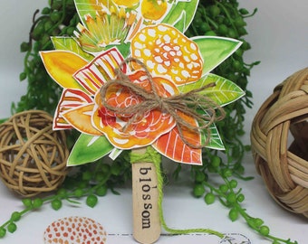Gorgeous Hand-Painted Paper Flower Bouquet BLOSSOM with note card Sticker and tissue wrap included