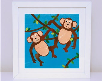 Art Print for Kids, Kids bedroom or Nursery wall art, Bedroom Decor: Cheeky Monkeys