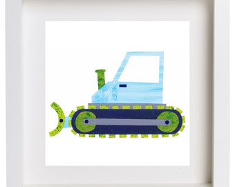 Art Print for Kids, Kids bedroom or Nursery wall art, Bedroom Decor: Construction Print - Bulldozer