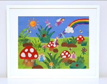 Art Print for Kids, Girl's wall art, Nursery wall art, Children's Bedroom Decor: Fairy Garden