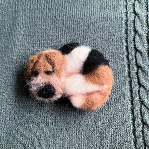 Dog needle felted brooch