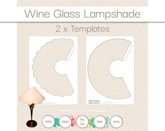 Wine Glass Tea Light Lampshade Template Transparent Overlay Package - 2 x Templates In Package - Plain And Scallop Edge.