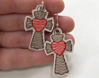 フープイヤリングの刺繍パターン - ITH クロスイヤリングの刺繍デザイン
