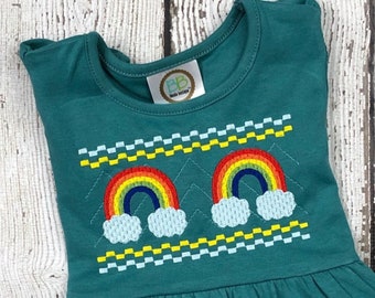 Rainbow Faux Smock - Rainbow Embroidery Design