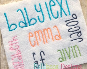 Baby Lexi Embroidery Font - Embroidery Font - Block Embroidery Font - Embroidery Alphabet - Monogram Embroidery Font