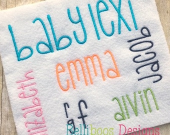 Baby Lexi Embroidery Font - Embroidery Font - Block Embroidery Font - Embroidery Alphabet - Monogram Embroidery Font