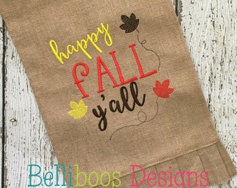 Happy Fall Embroidery Saying - Fall Embroidery Design