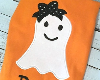 Ghost Applique - Girl Ghost Applique- Halloween Applique - Halloween Embroidery