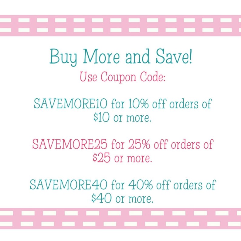 Puede incluir: Gr&aacute;fico rosa y turquesa con el texto "&iexcl;Compra m&aacute;s y ahorra!" e instrucciones para usar c&oacute;digos de cup&oacute;n para descuentos en pedidos de 10 &euro;, 25 &euro; y 40 &euro; o m&aacute;s.
