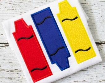 Crayon Applique Design - School Applique Design - Back to School Applique Design