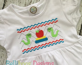 Bookworm Faux Smock Embroidery Design