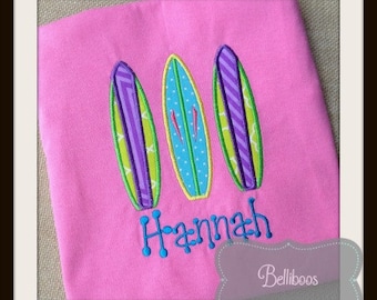 Surfboard Applique Design - Surfboard Embroidery Design - Beach Applique Design - Beach Embroidery Design - Applique Design