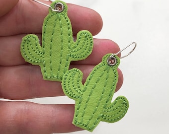 In The Hoop Embroidery Design - In the Hoop Cactus Earring Embroidery Design